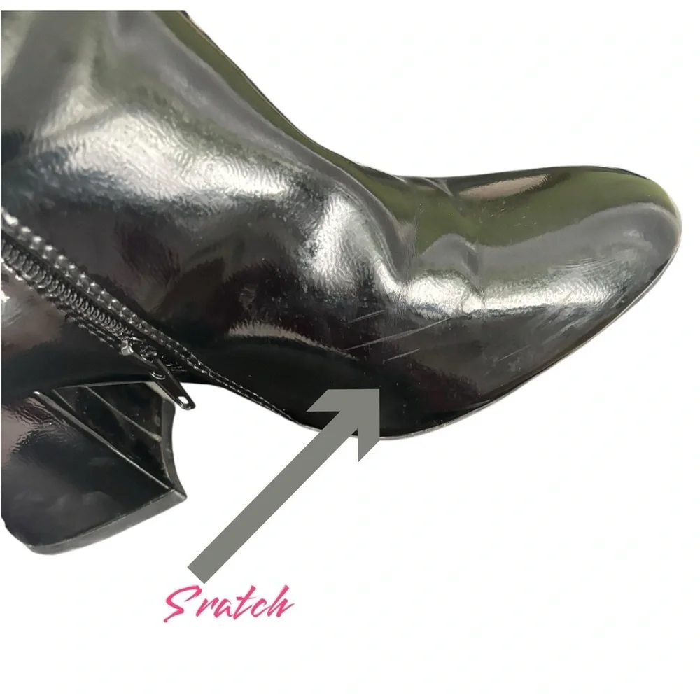 Rouge Helium Black Patent Leather Ankle Boot Vintage Y2K Boho SZ 9/39 Women‎